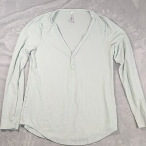 Athleta Women's M Mint Wind Down Waffle Knit Sleep Top Long Sleeve Comfy Cozy